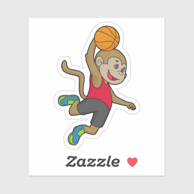 Monkey Basketball-Spieler Basketball Aufkleber (Blatt)