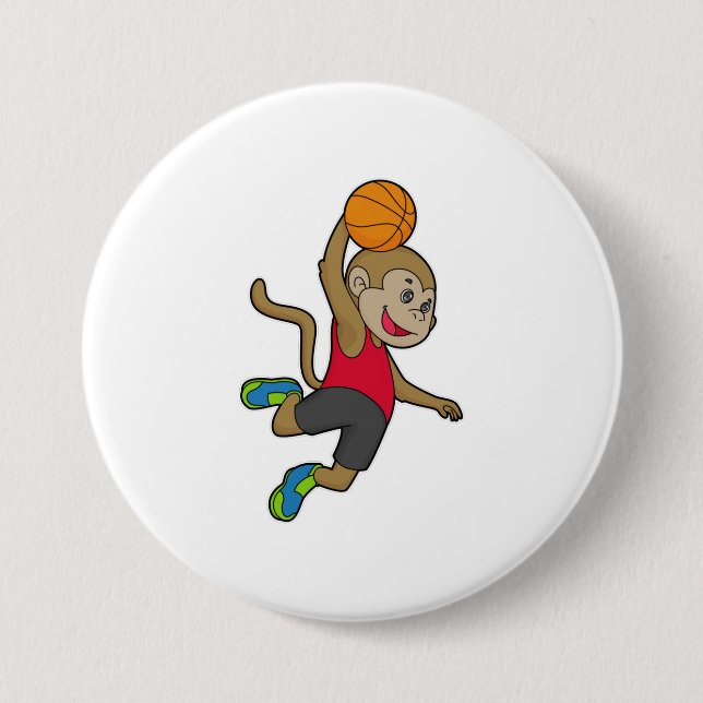 Monkey Basketball-Spieler Basketball Button (Vorderseite)