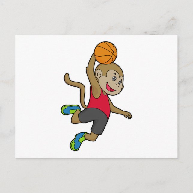 Monkey Basketball-Spieler Basketball Postkarte (Vorderseite)