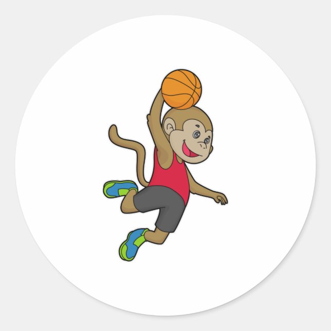 Monkey Basketball-Spieler Basketball Runder Aufkleber (Vorderseite)