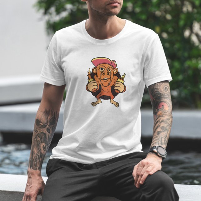 Monkey Beer Cartoon T-Shirt (Von Creator hochgeladen)
