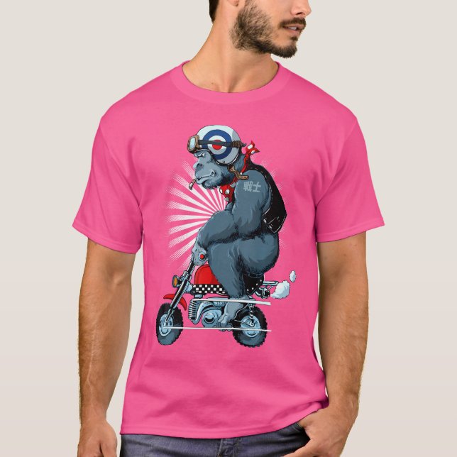 Monkey Bike Gorilla Cartoon T-Shirt (Vorderseite)