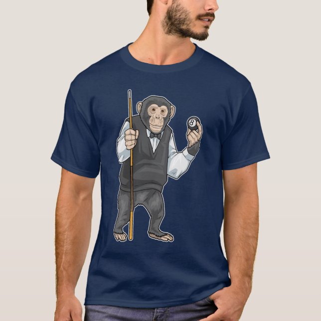 Monkey Billiards Cue Sports T-Shirt (Vorderseite)