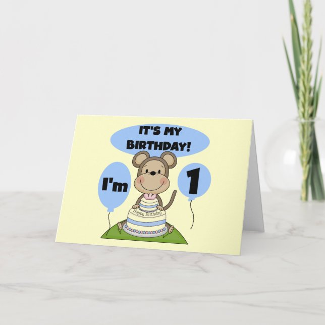 Monkey Birthday Boy 1. Karte (Vorderseite)