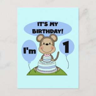 Monkey Birthday Boy 1. Postkarte