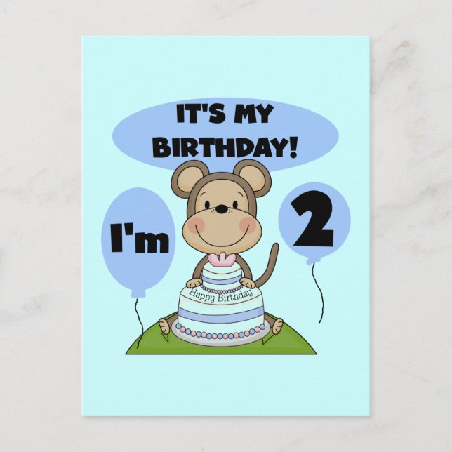 Monkey Birthday Boy 2. Shirts und Geschenke Postkarte (Vorderseite)