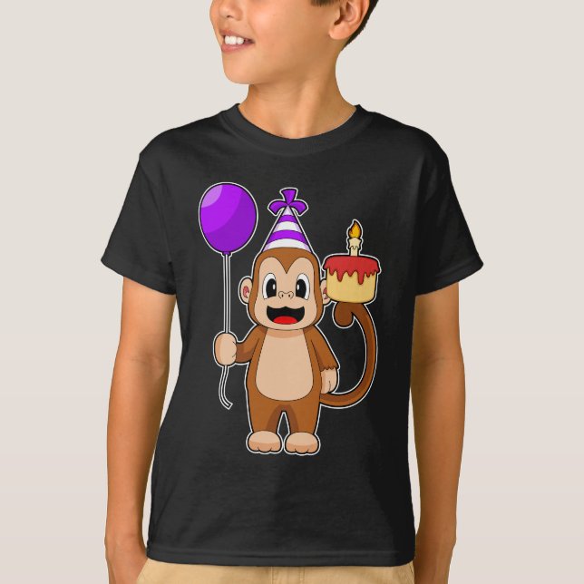 Monkey Birthday Cake Balloon T-Shirt (Vorderseite)