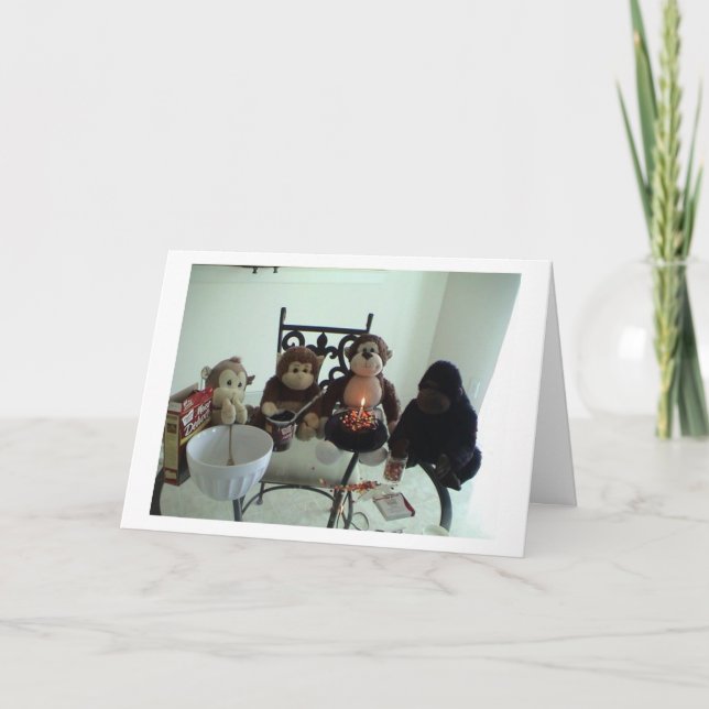 Monkey Birthday Cake Karte (Vorderseite)