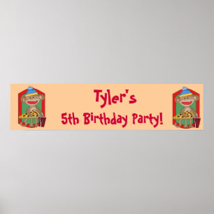 Monkey Birthday Party Banner Poster