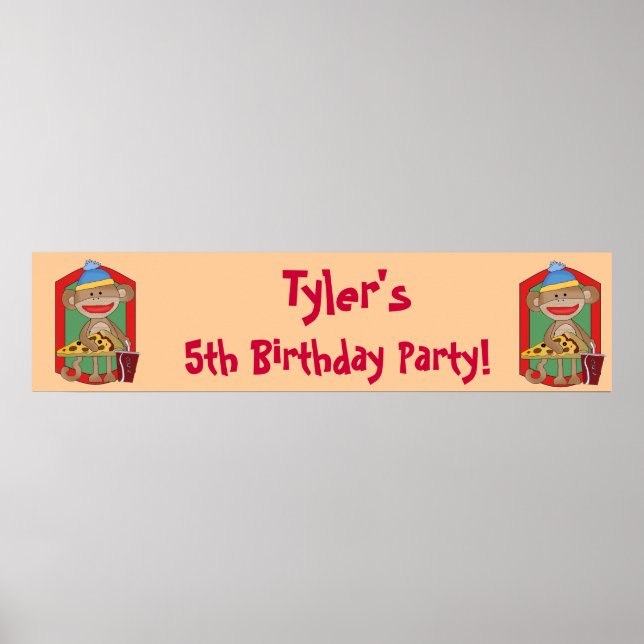 Monkey Birthday Party Banner Poster (Vorne)