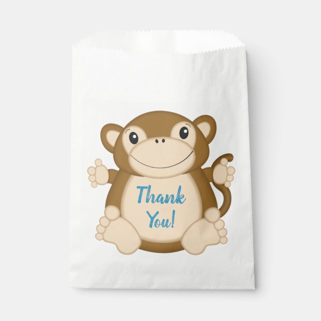 Monkey Birthday Party Blue Geschenktütchen (Vorderseite)