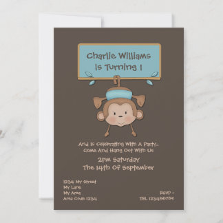 Monkey Birthday Party Einladung