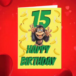 Monkey Birthday White Card Karte