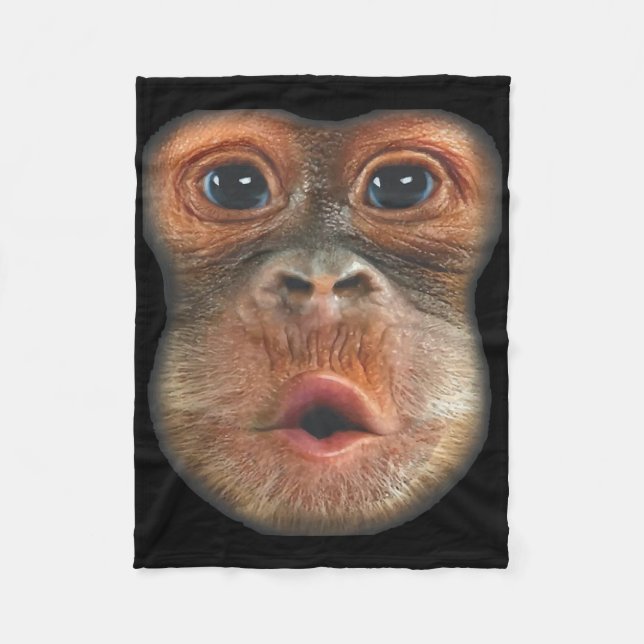 Monkey Blowing Stomach Face  Fleecedecke (Vorderseite)