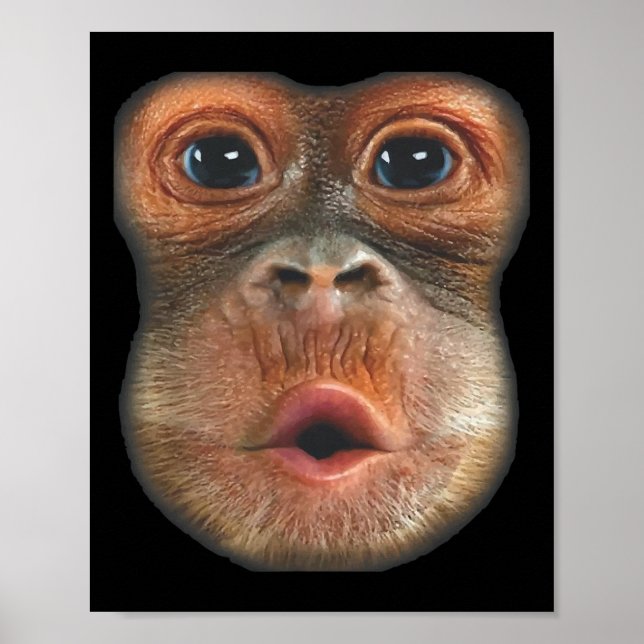 Monkey Blowing Stomach Face  Poster (Vorne)