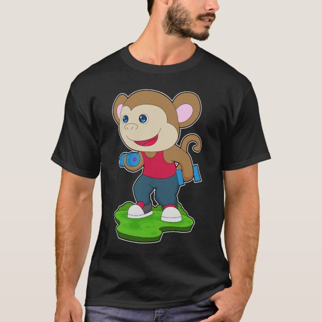 Monkey Bodybuilding Dumbell T-Shirt (Vorderseite)