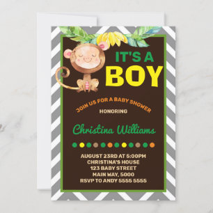 Monkey Boy Baby Shower Dschungel Einladung