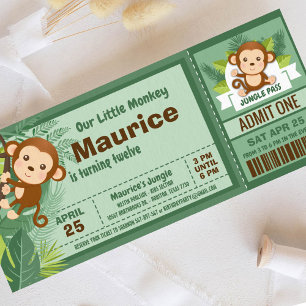 Monkey Boy Jungle Ticket Pass Geburtstagsparty Einladung