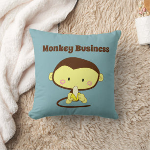 Monkey Business Funny Cartoon Affendesign Kissen