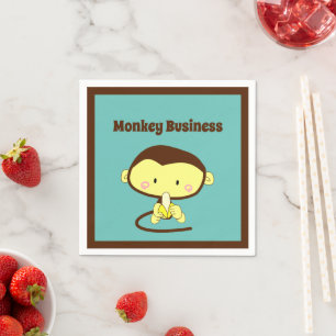 Monkey Business Funny Cartoon Affendesign Serviette