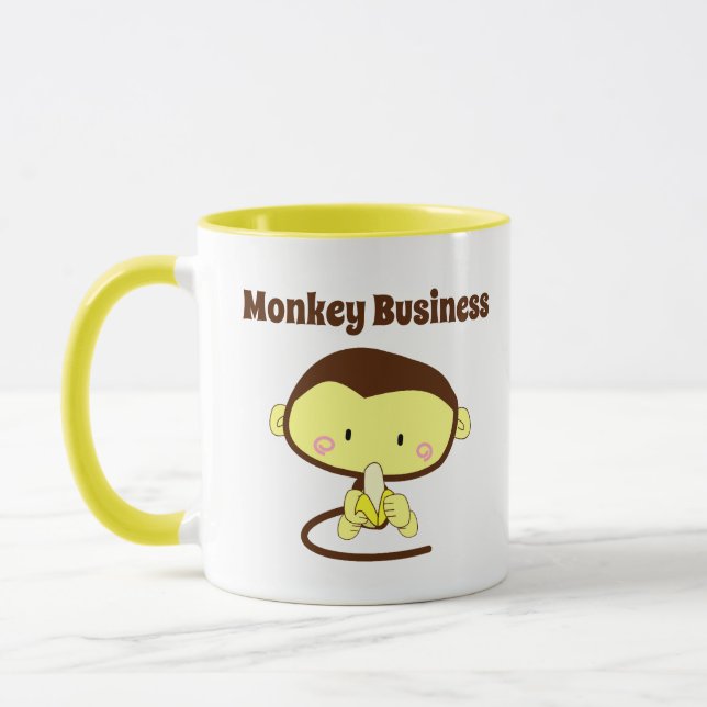 Monkey Business Funny Cartoon Affendesign Tasse (Links)