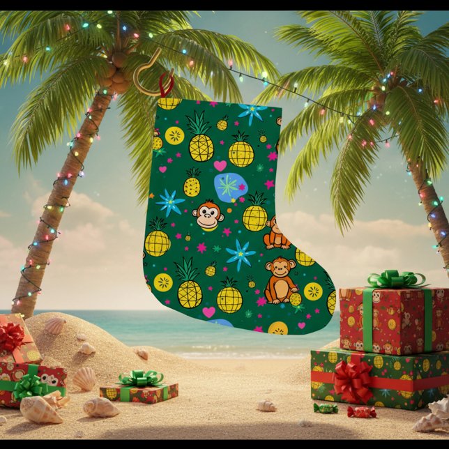 Monkey Business Pattern Großer Weihnachtsstrumpf (Von Creator hochgeladen)