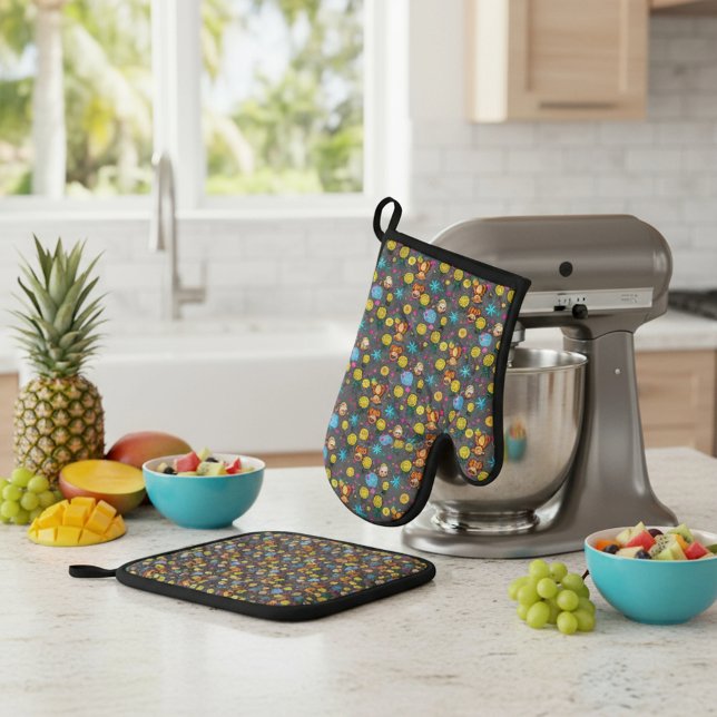 Monkey Business Pattern Ofenhandschuh & Topflappen-Set (Von Creator hochgeladen)