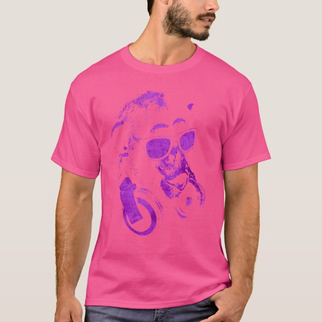 Monkey Chimp With Sungasse And Headphones 1 T-Shirt (Vorderseite)