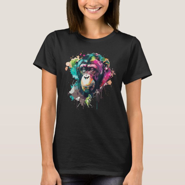Monkey Chimpanze Aquarell T-Shirt (Vorderseite)