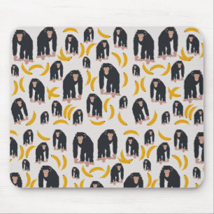 Monkey Chimpanzee & Banana Muster  Mousepad