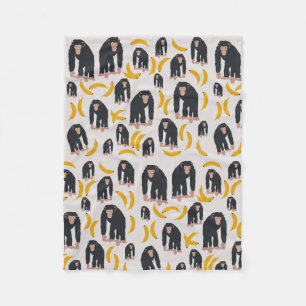 Monkey Chimpanzee & Banana Pattern Fleecedecke