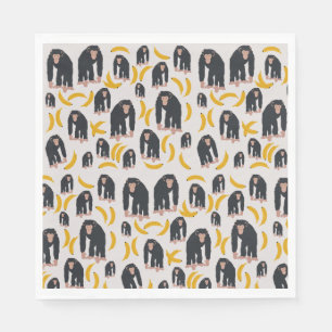Monkey Chimpanzee & Banana Pattern Serviette