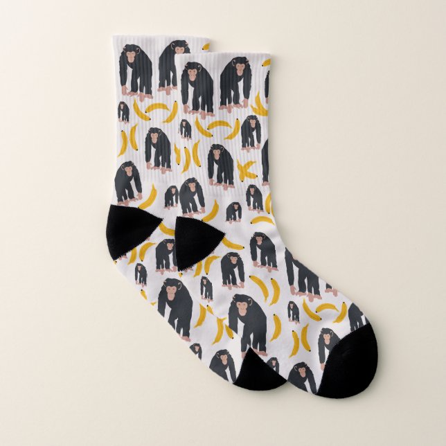 Monkey Chimpanzee & Banana Pattern Socken (Paar)