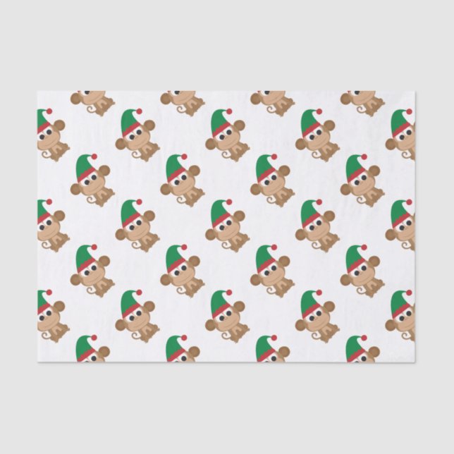 Monkey Christmas Elf Seidenpapier (Vorderseite)