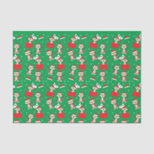 Monkey Christmas Gegenwart Muster Santa Elf Hat Seidenpapier