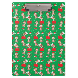 Monkey Christmas Pattern Red Green Klemmbrett
