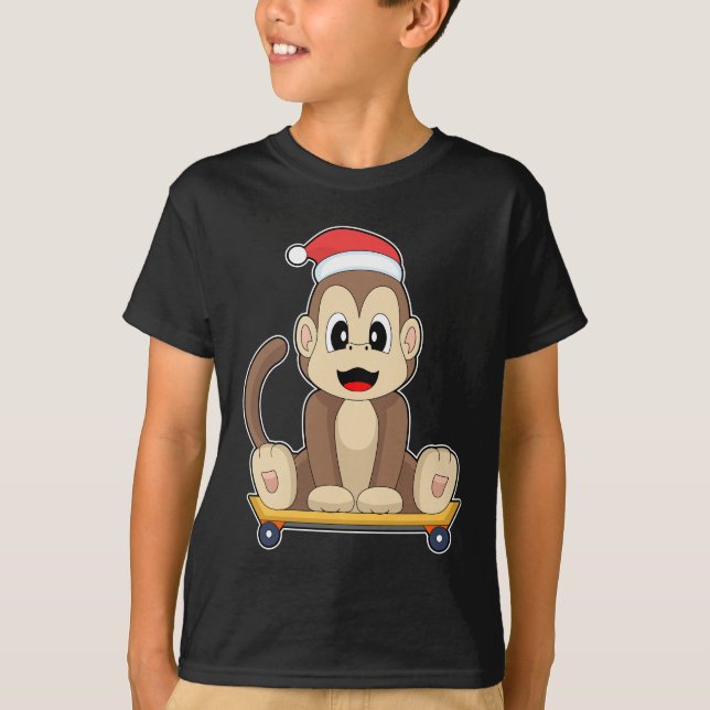 Monkey Christmas Skateboard T-Shirt (Vorderseite)