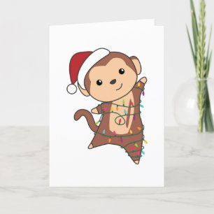 Monkey Christmas Snow Winter Animals Monkeys Adult Feiertagskarte
