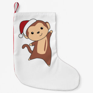 Monkey Christmas Snow Winter Animals Monkeys Adult Kleiner Weihnachtsstrumpf