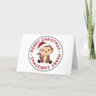 Monkey Christmas Snow Winter Animals Monkeys Holid Feiertagskarte