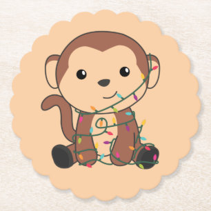 Monkey Christmas Snow Winter Animals Monkeys Paper Untersetzer