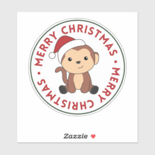 Monkey Christmas Snow Winter Animals Monkeys Stick Aufkleber