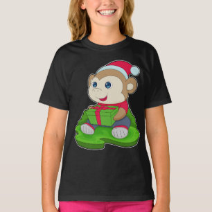 Monkey Christmas Weihnachtsmannmütze T-Shirt