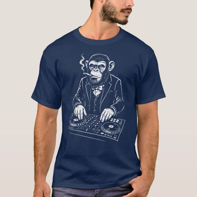 Monkey Club DJ im Anzug T-Shirt (Vorderseite)