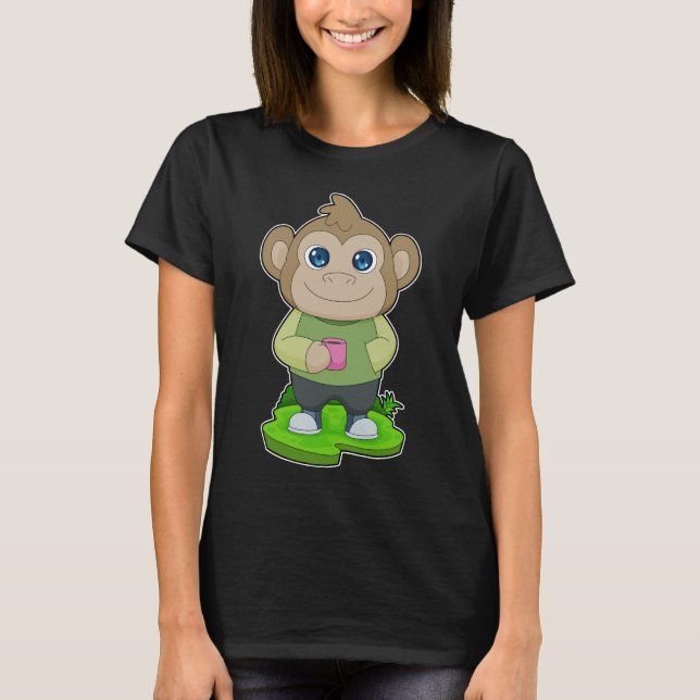 Monkey-Cup-Kaffee T-Shirt (Vorderseite)