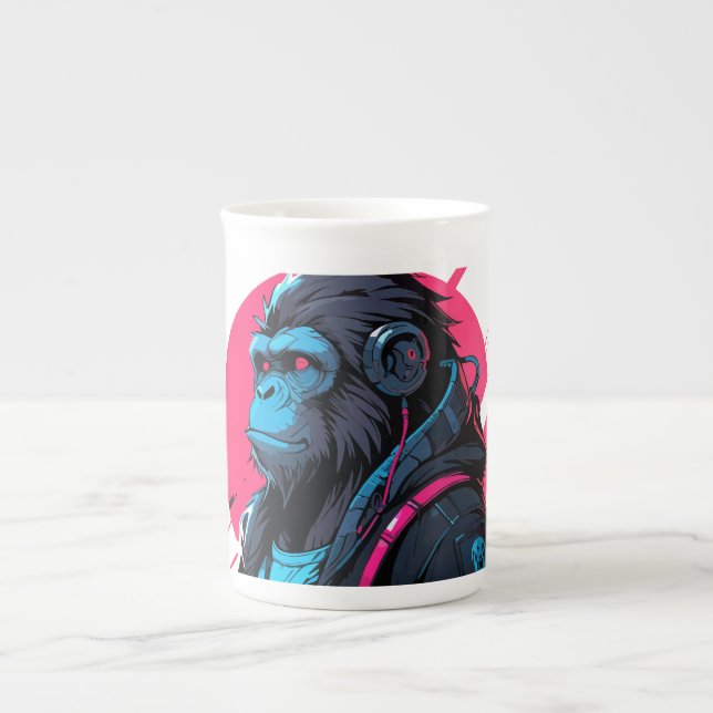 Monkey Cyberpunk Prozellantasse (Vorderseite)
