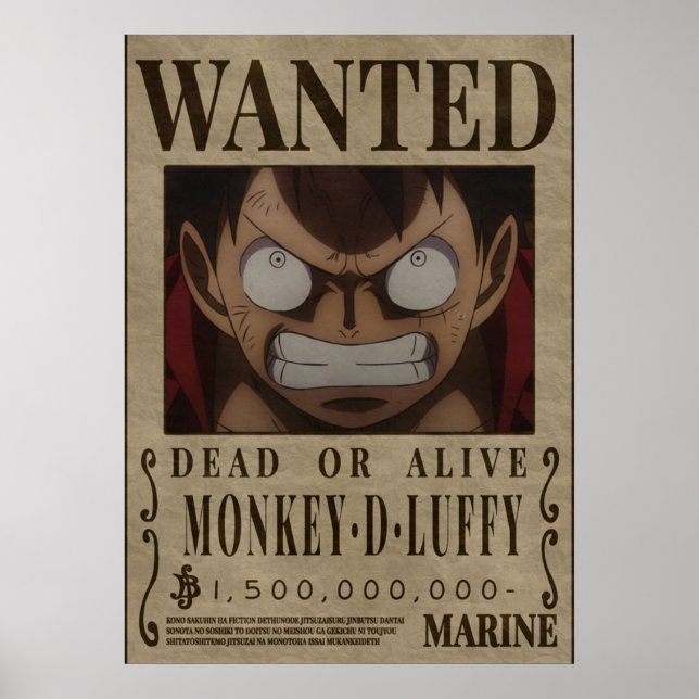 Monkey D Luffy One Piece Bounty Gewollt Poster (Vorne)
