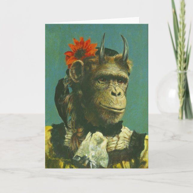 Monkey Demon Greetings Card Karte (Vorderseite)