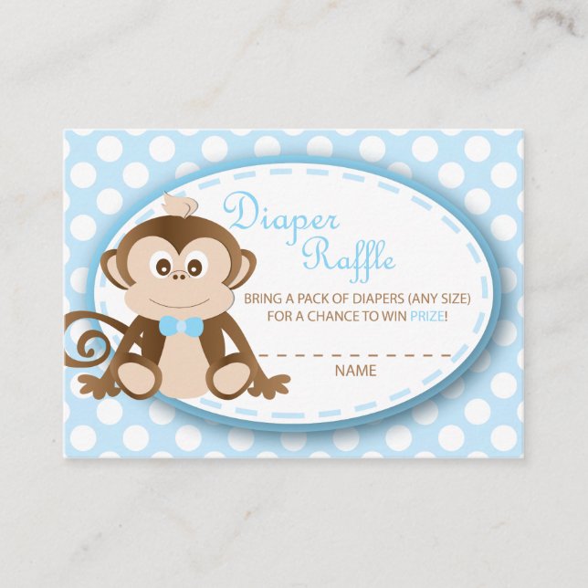 Monkey Diaper Raffle Tickets-Baby Boy Begleitkarte (Vorderseite)