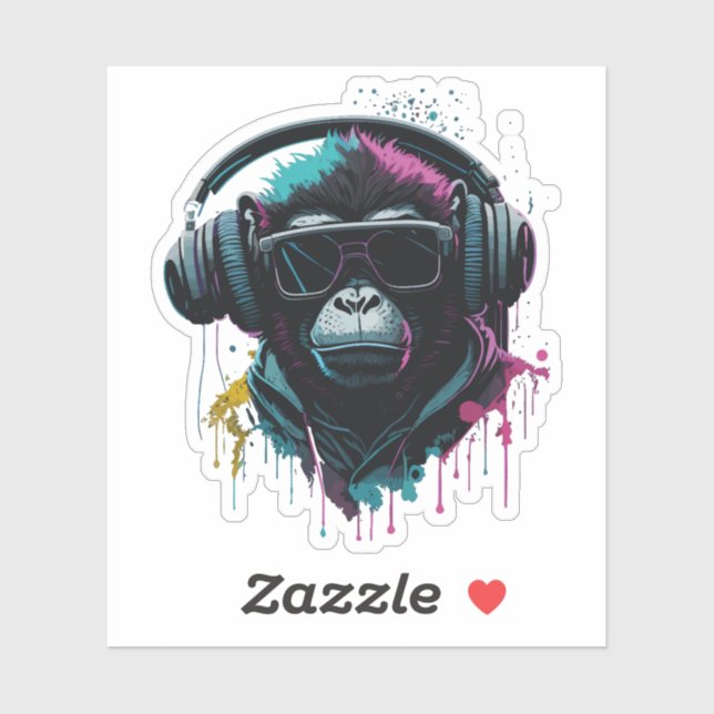 Monkey dj aufkleber (Blatt)
